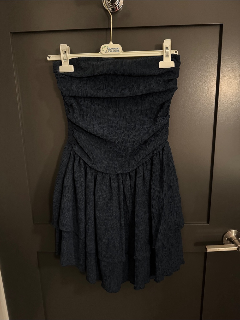Strapless Tiered Mini Dress in Navy